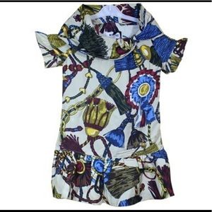 Moschino Kid Ivory tassel print dress